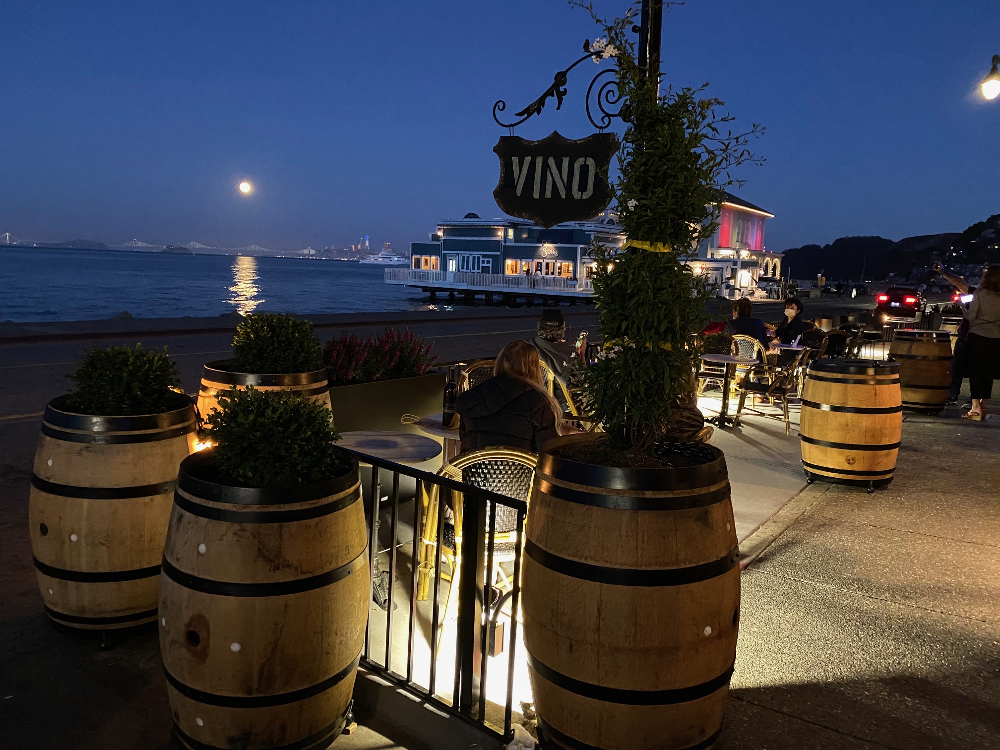Wine bottles and glasses at Fotsch Vineyards tasting room
